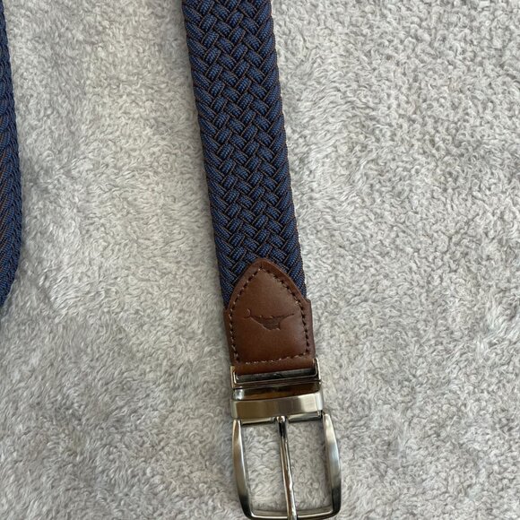 NEW Tommy Bahama Men's S/M Reversible Stretch Braided Belt Leather & Fabric - Picture 8 of 9